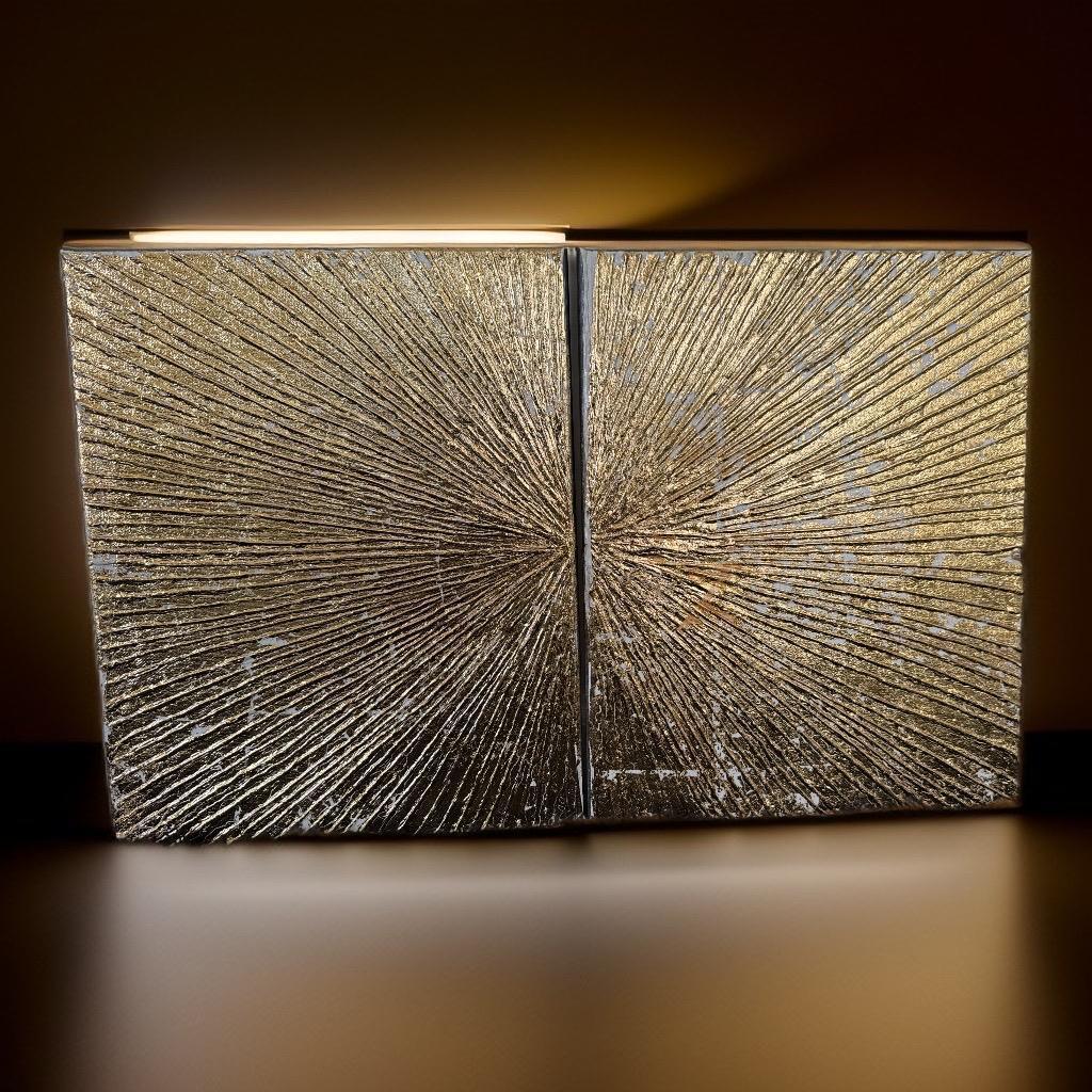 "Golden Radiance: A Triptych of Elegance"(Three panel) - GalaxyArtWork