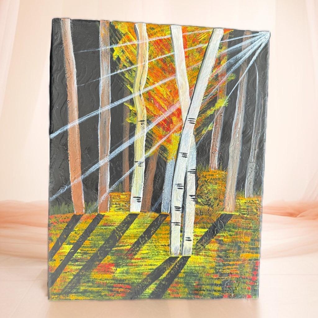 "Forest Illumination: Sunbeams Through Birch Trees" - GalaxyArtWork