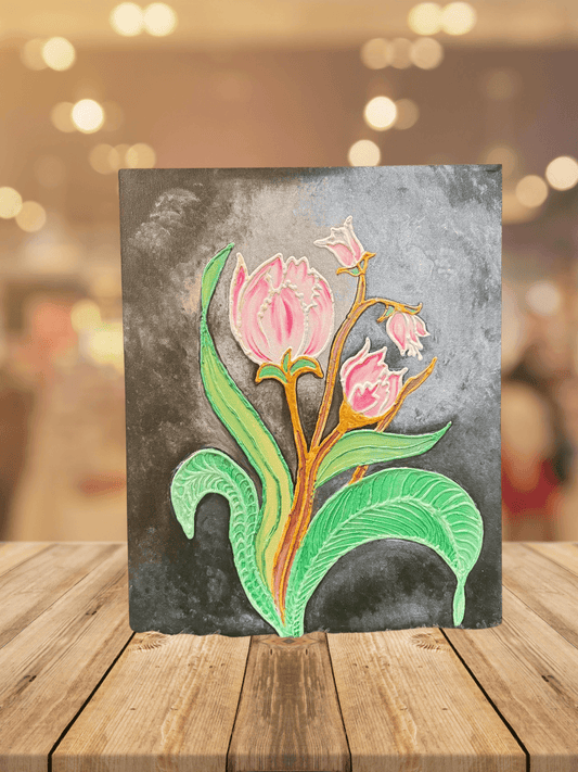 Luminous Bloom – Handmade Acrylic Canvas Painting for Wall Decor - GalaxyArtWork