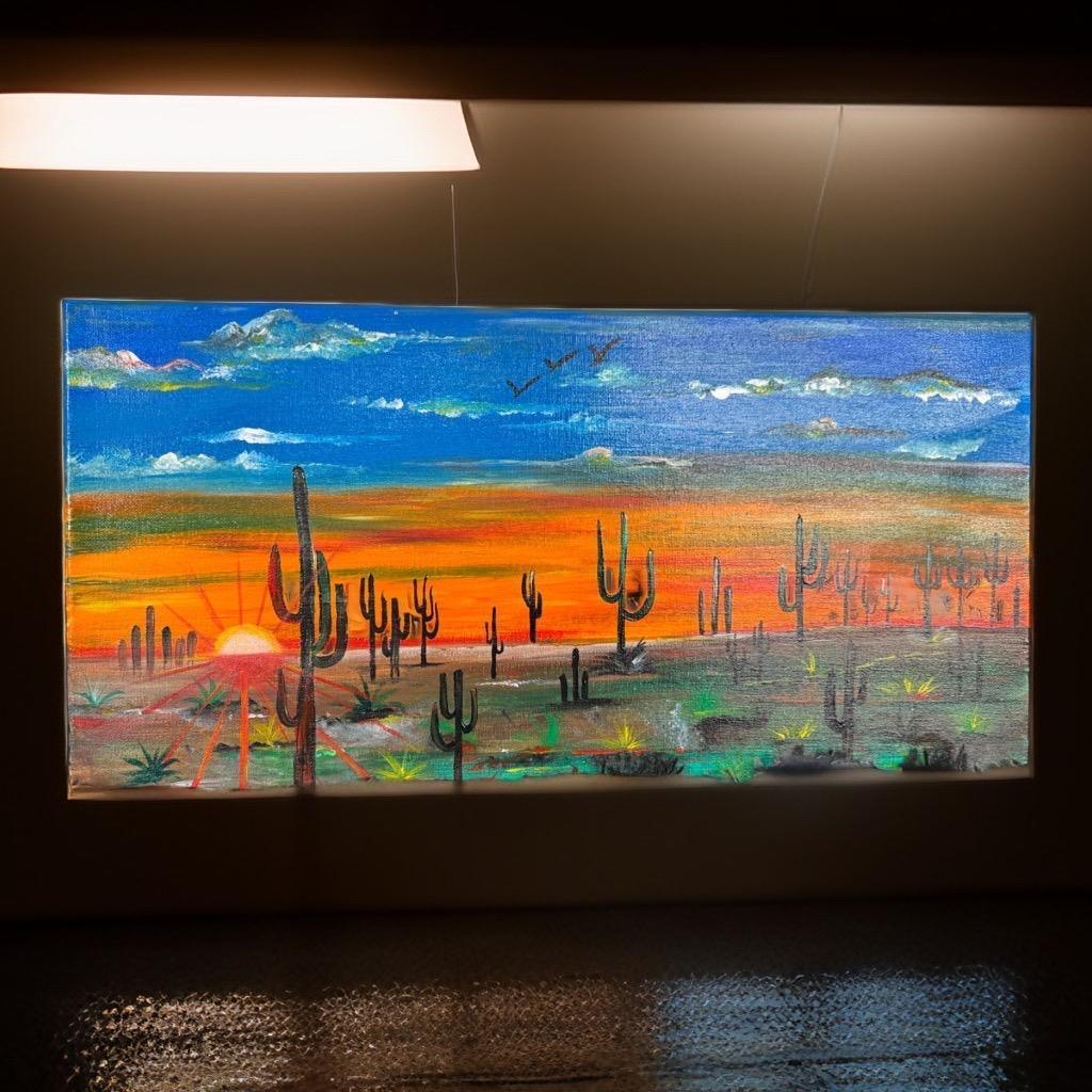 "Desert Sunset: A Cactus Symphony" - GalaxyArtWork