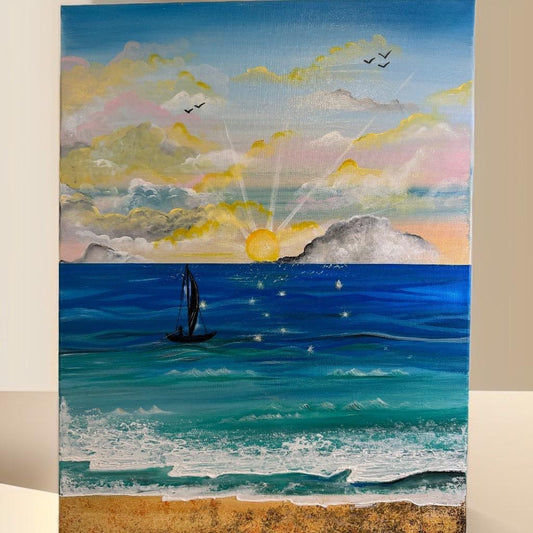 Serene Sunrise Over the Ocean – Sailing into Tranquility