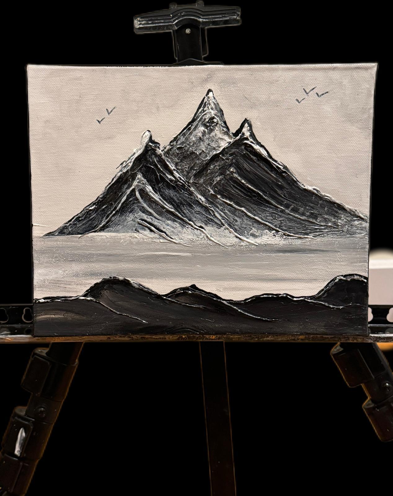 Monochrome Mountain Majesty - Black & White Textured Landscape