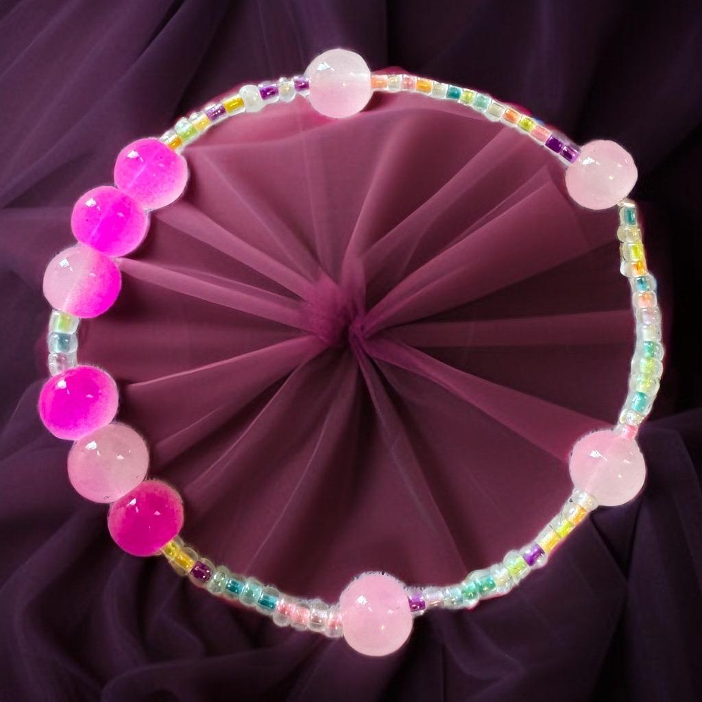 Pink Glow Beaded bracelet - GalaxyArtWork