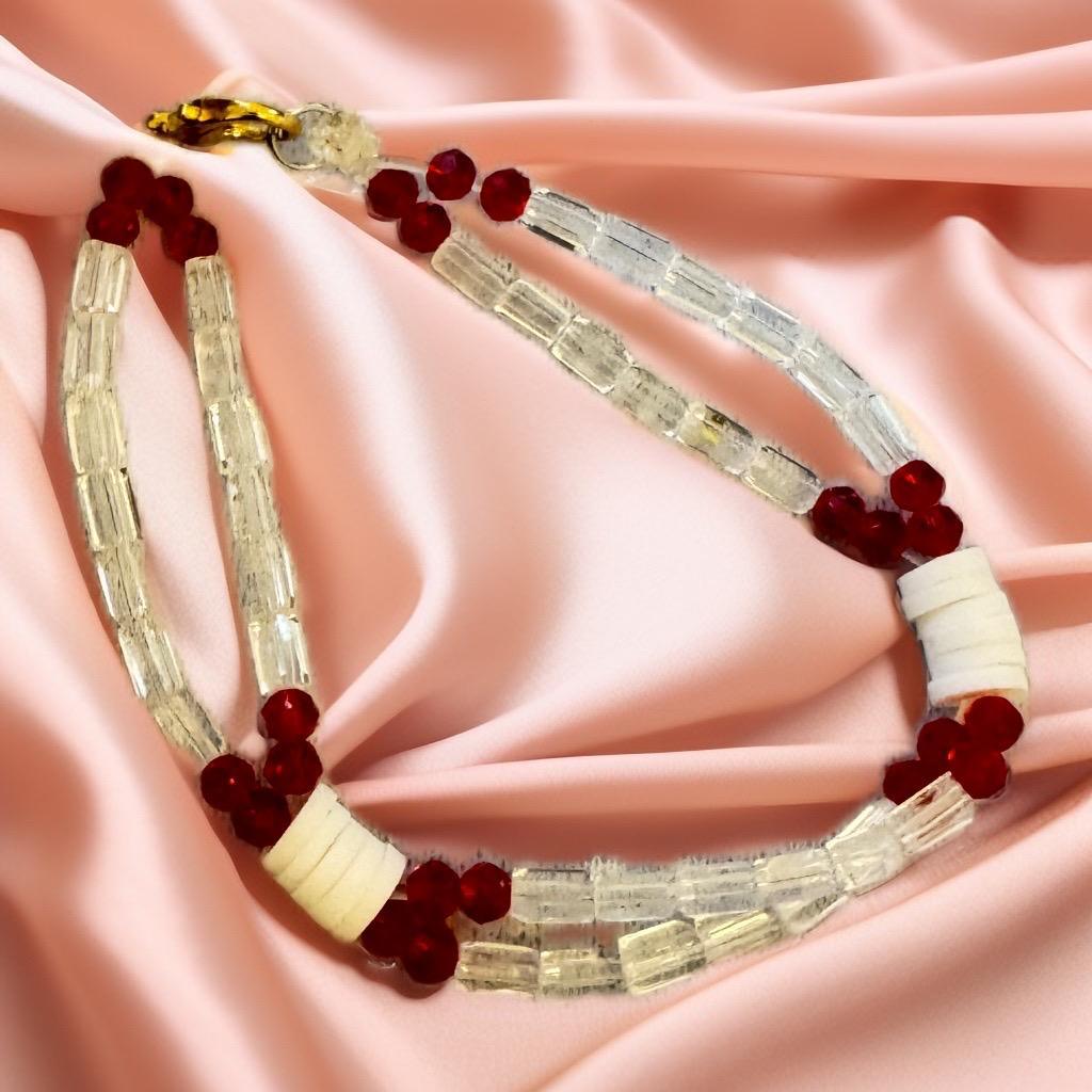 "Elegant Dual-Strand Crystal Beaded Bracelet - GalaxyArtWork