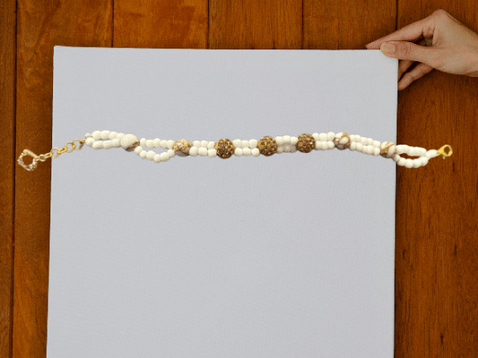 Earthly Harmony Bracelet | Handcrafted Neutral Beaded Bracelet with Gold Chain Closure