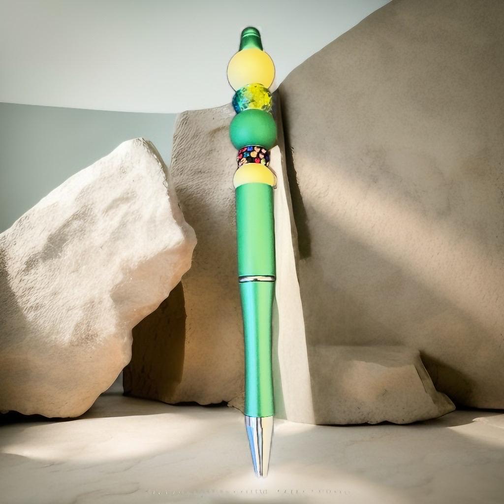 hand beaded green pen - GalaxyArtWork