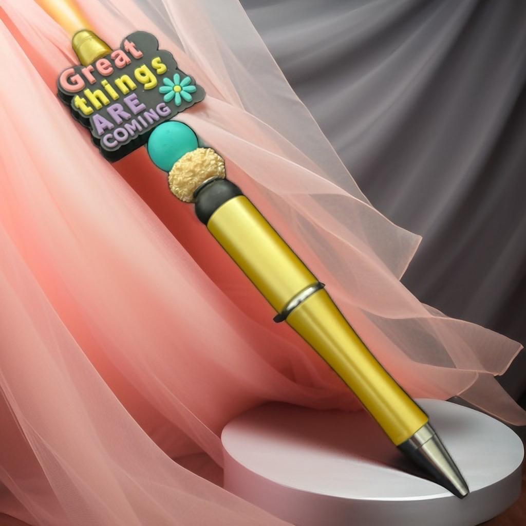 Great Things Are Coming" Golden Motivational Pen – Elegant & Uplifting