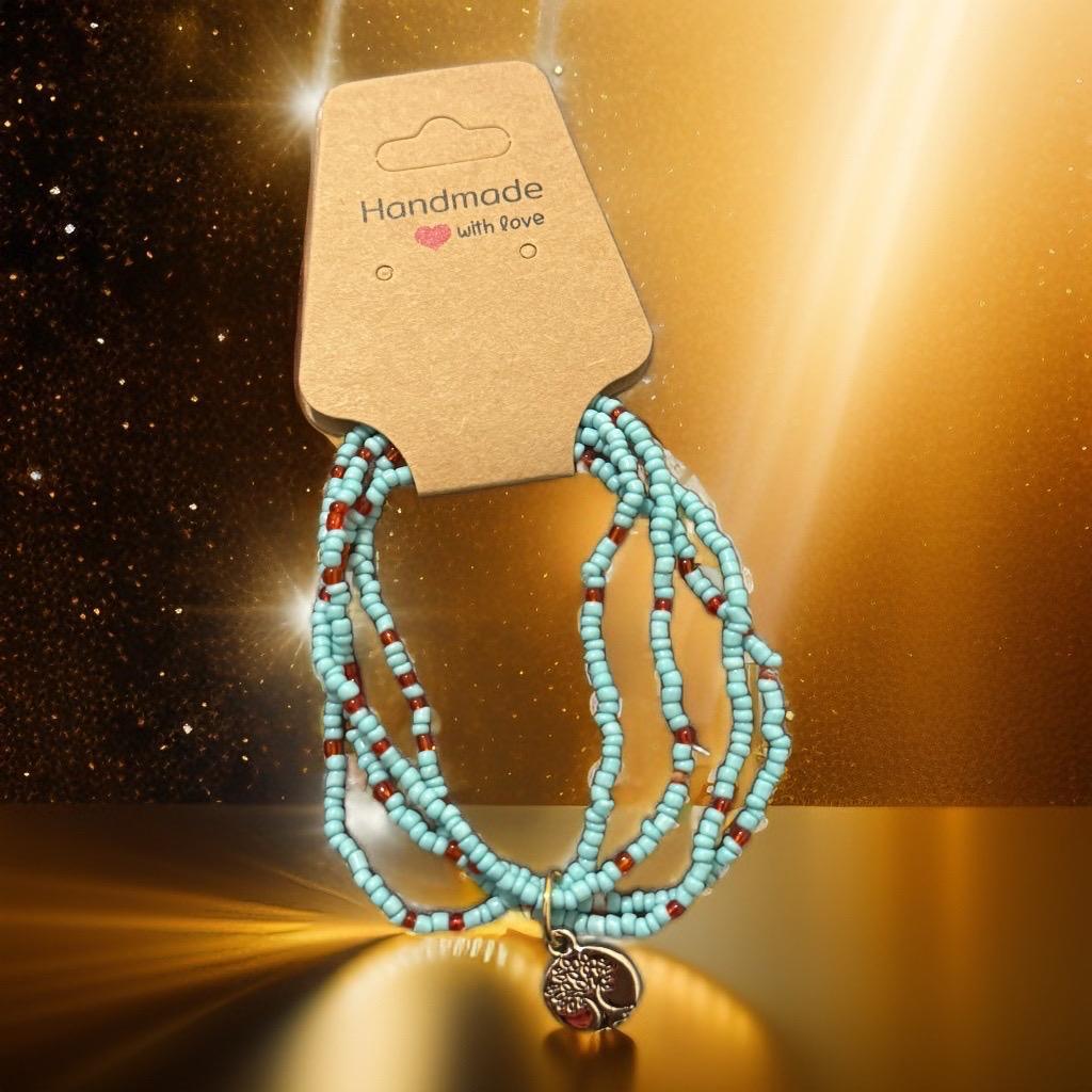 Tree of Life Beaded Bracelet – Turquoise & Earthy Tones