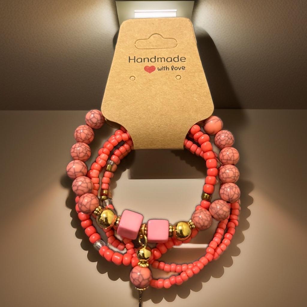 Coral Glow Bracelet Set – Vibrant & Playful