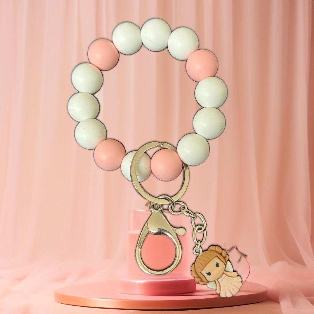 Hand beaded keychain bracelet