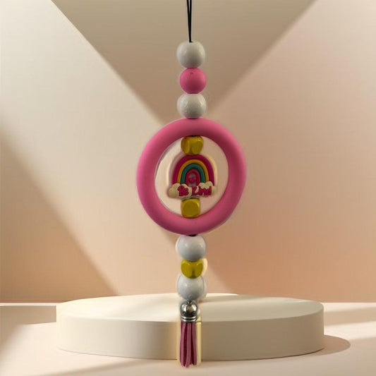 Colorful Rainbow Car Mirror Charm - Handmade Beaded Hanging Decor
