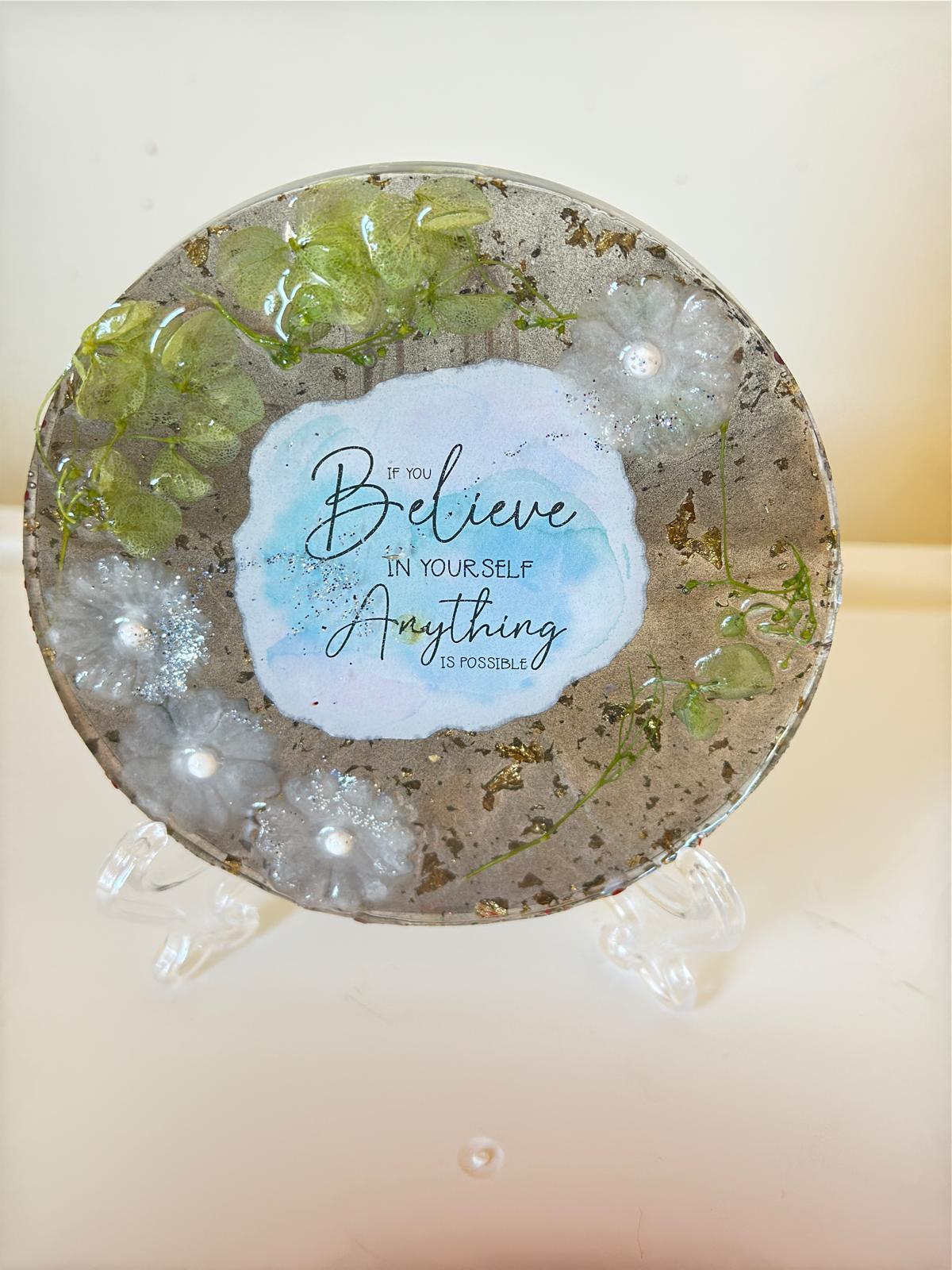 "Believe in Yourself" Elegant Floral Globe - GalaxyArtWork