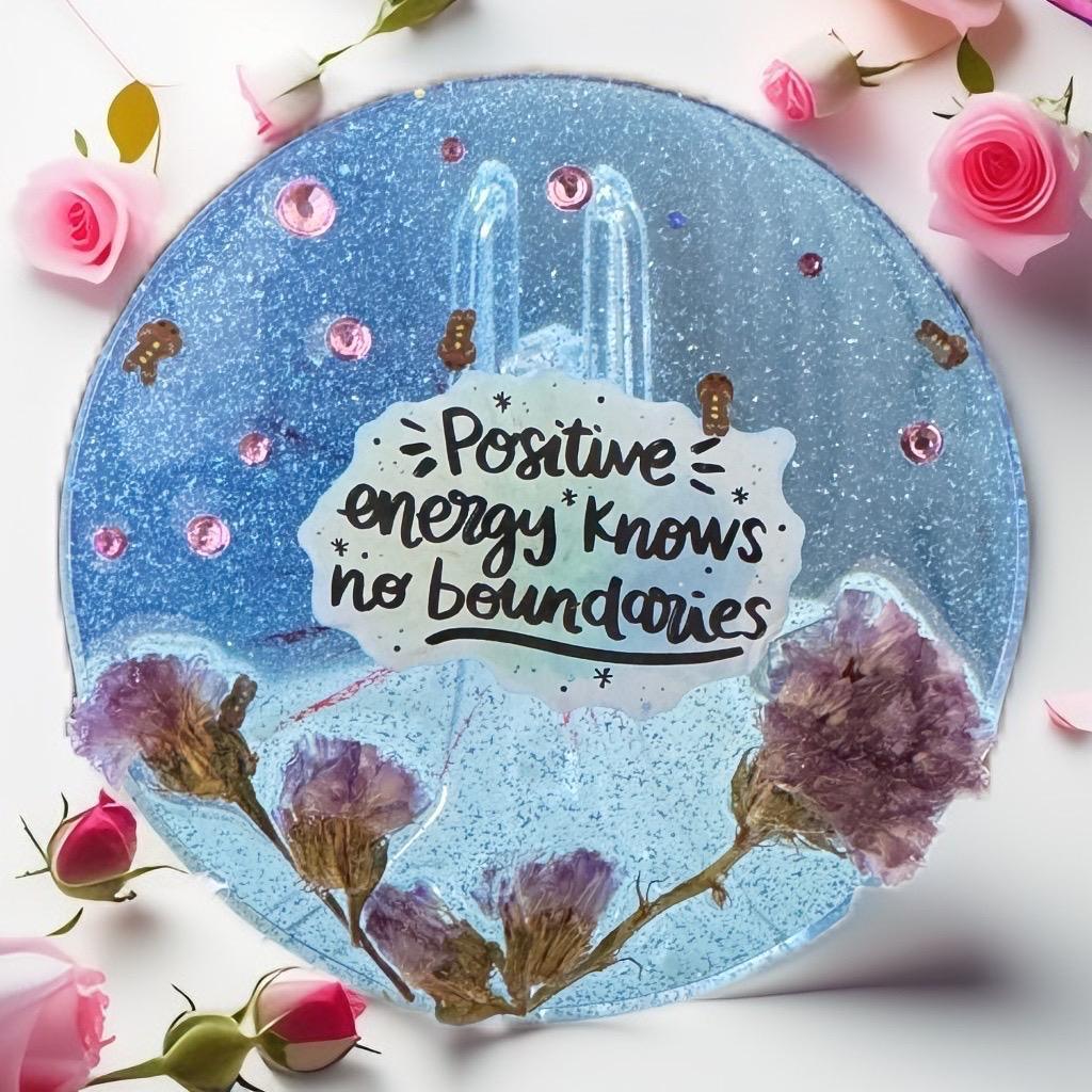 "Positive Energy Knows No Boundaries" Inspirational plate - GalaxyArtWork