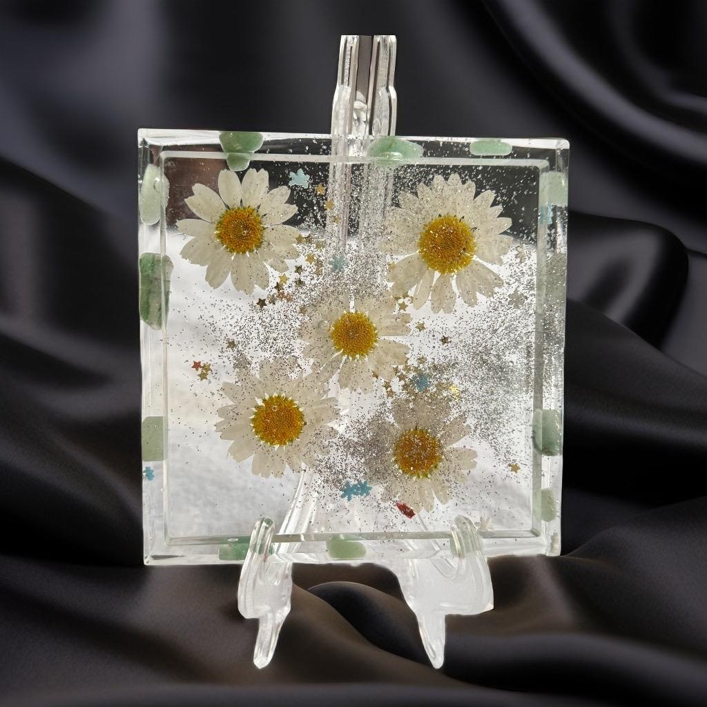 Daisy Delight Resin Coaster" - GalaxyArtWork