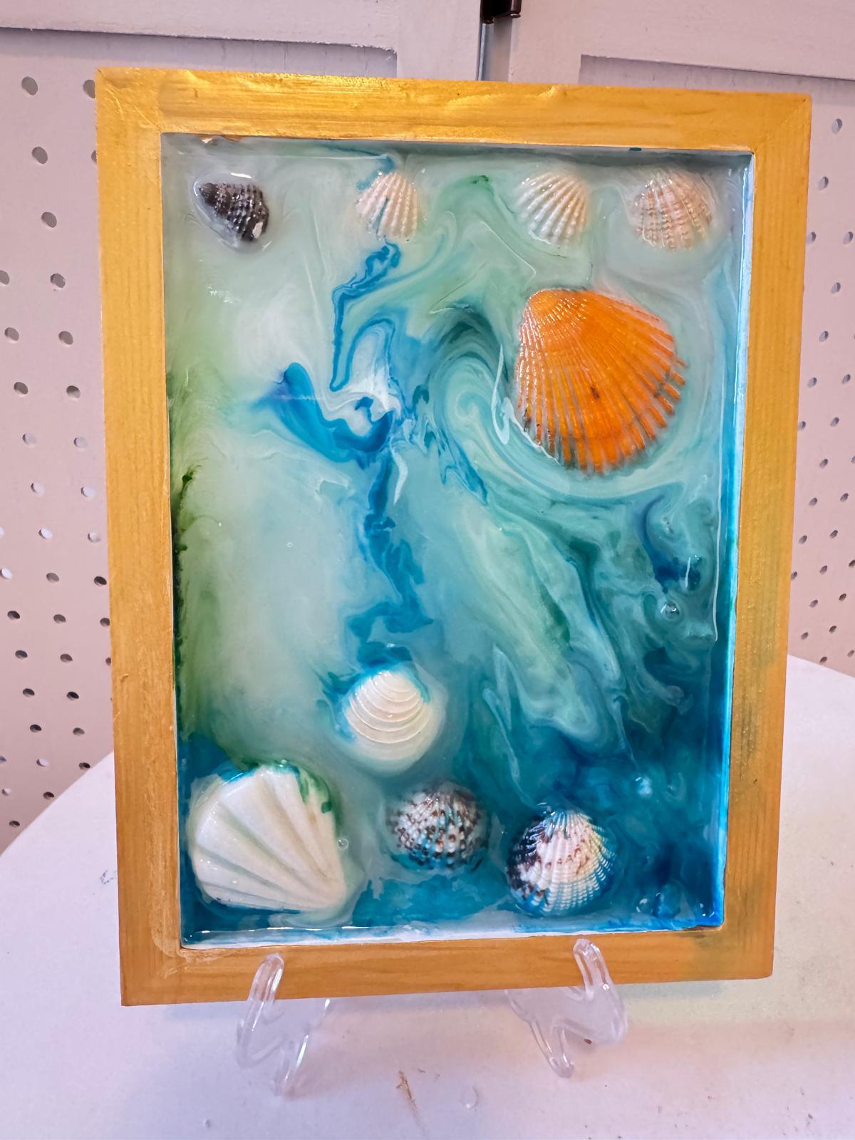 "Ocean Whispers – Seashell Resin Art" - GalaxyArtWork