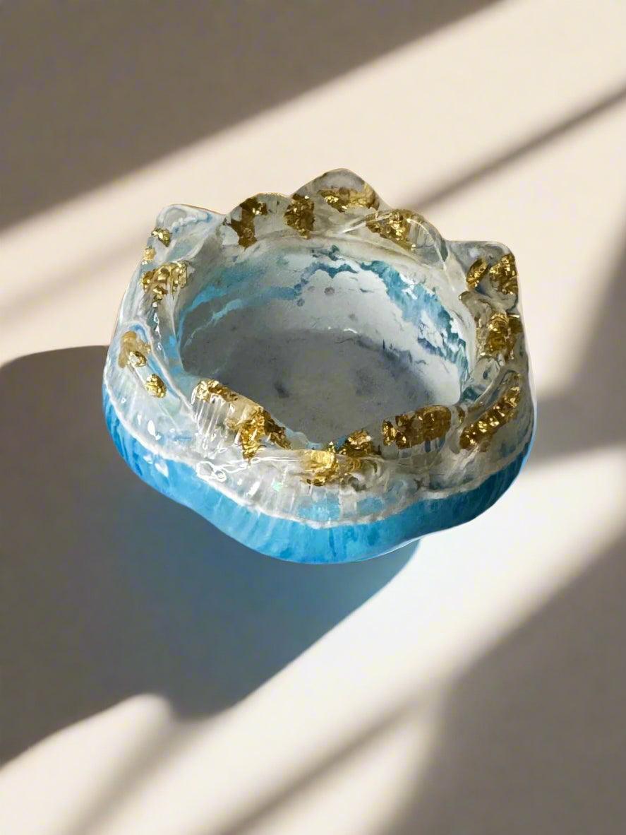 Ocean Mist – Handmade Resin Trinket Bowl" - GalaxyArtWork