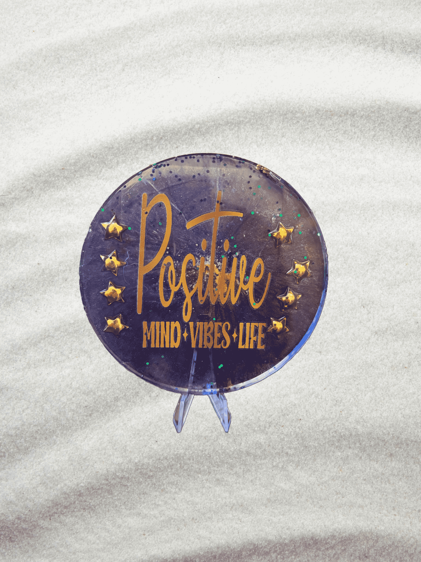 Positive Energy Resin Plaque – Handmade Motivational Art