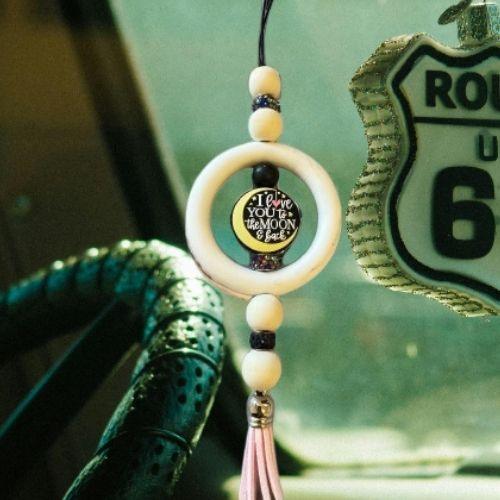 "Handcrafted Hanging car charm: 'Love You to the Moon and Back'" - GalaxyArtWork