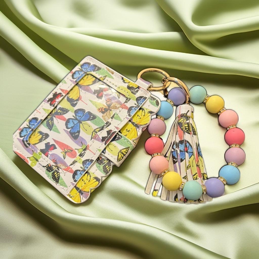 Butterfly Bliss Wallet & Beaded Keychain Set!