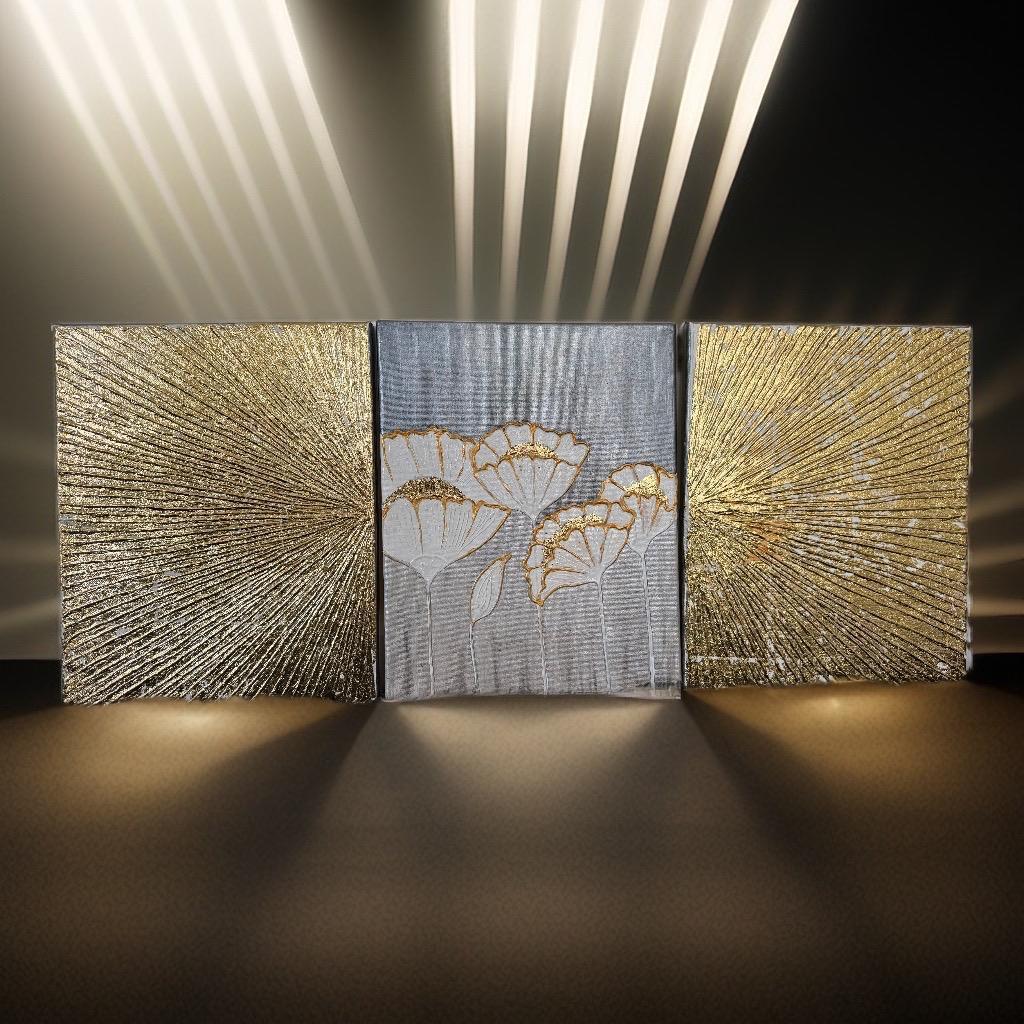"Golden Radiance: A Triptych of Elegance"(Three panel) - GalaxyArtWork