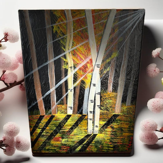 "Forest Illumination: Sunbeams Through Birch Trees" - GalaxyArtWork