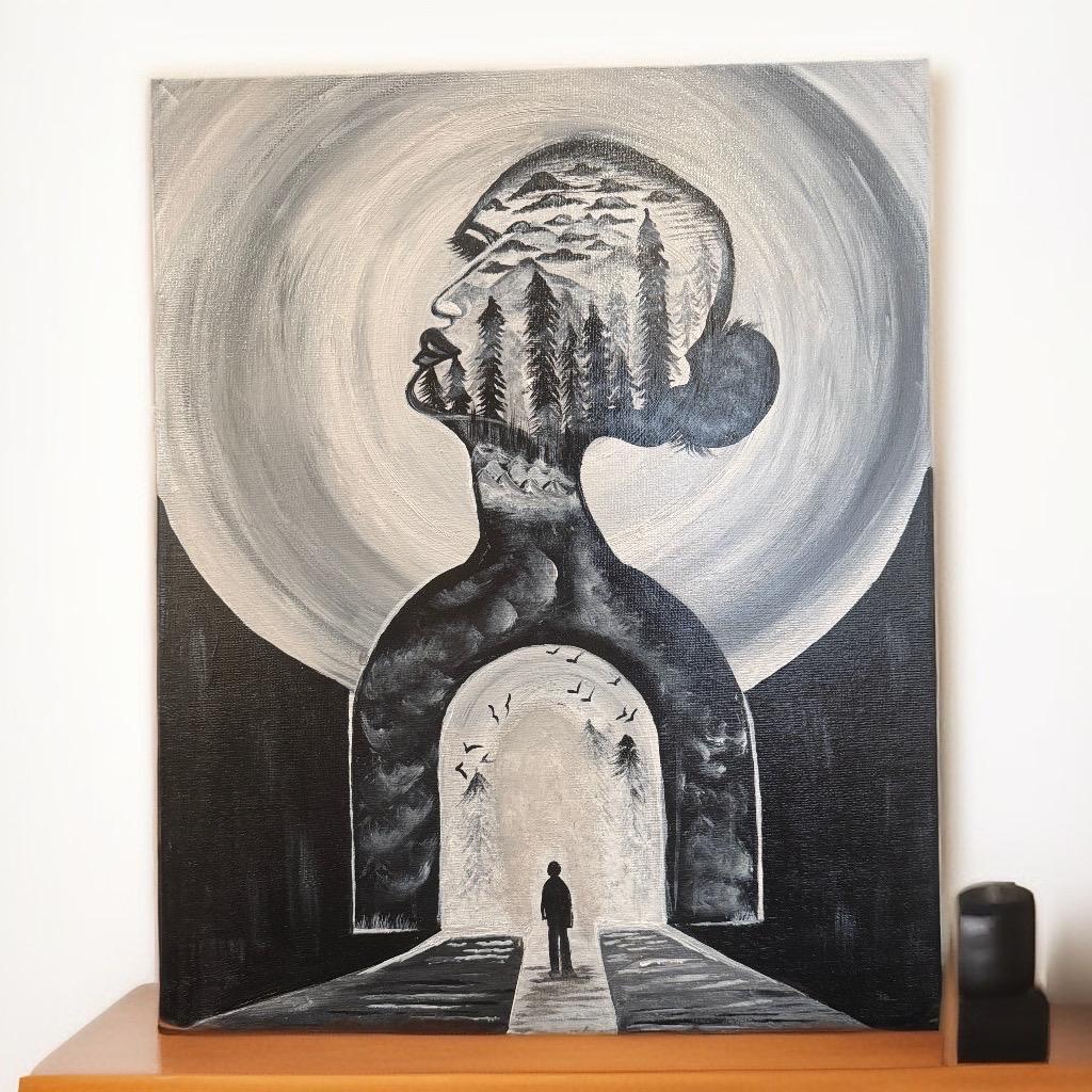 Journey Within – Surreal Self-Discovery Canvas Art (20x16 in) - GalaxyArtWork