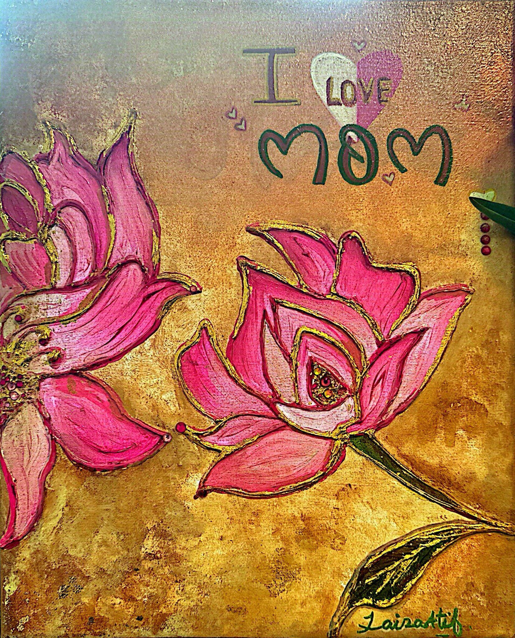 Best Mom Ever Floral Wall Art – Pink Flower Mother’s Day Gift - GalaxyArtWork