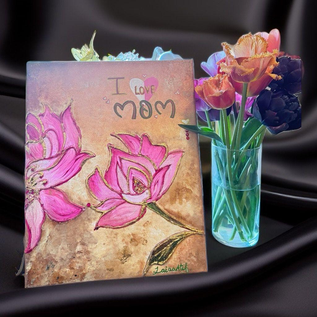 Best Mom Ever Floral Wall Art – Pink Flower Mother’s Day Gift - GalaxyArtWork