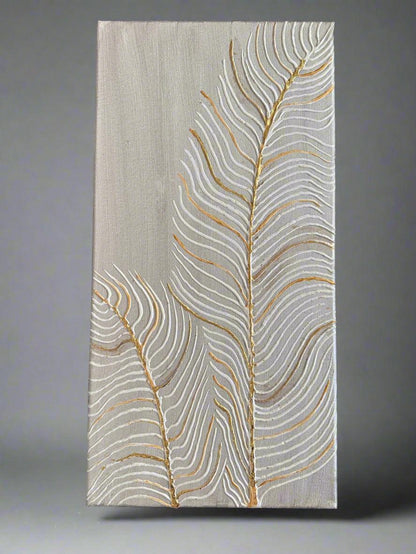"Golden Grace: Minimalist Feather Elegance" - GalaxyArtWork