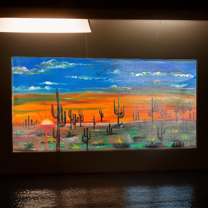 "Desert Sunset: A Cactus Symphony" - GalaxyArtWork