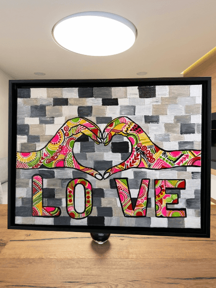 A Fusion of Colors and Unity – Framed Handmade Canvas Art - GalaxyArtWork