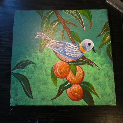 Bluebird's Feast: A Lush Garden Moment" - GalaxyArtWork