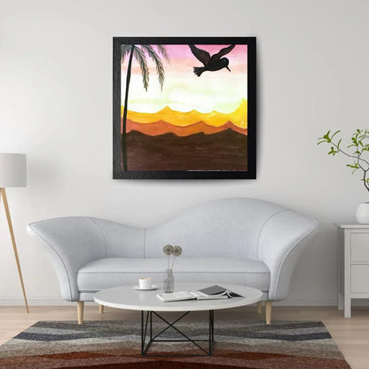 Golden Flight at Dusk – Watercolor Sunset Painting (original)