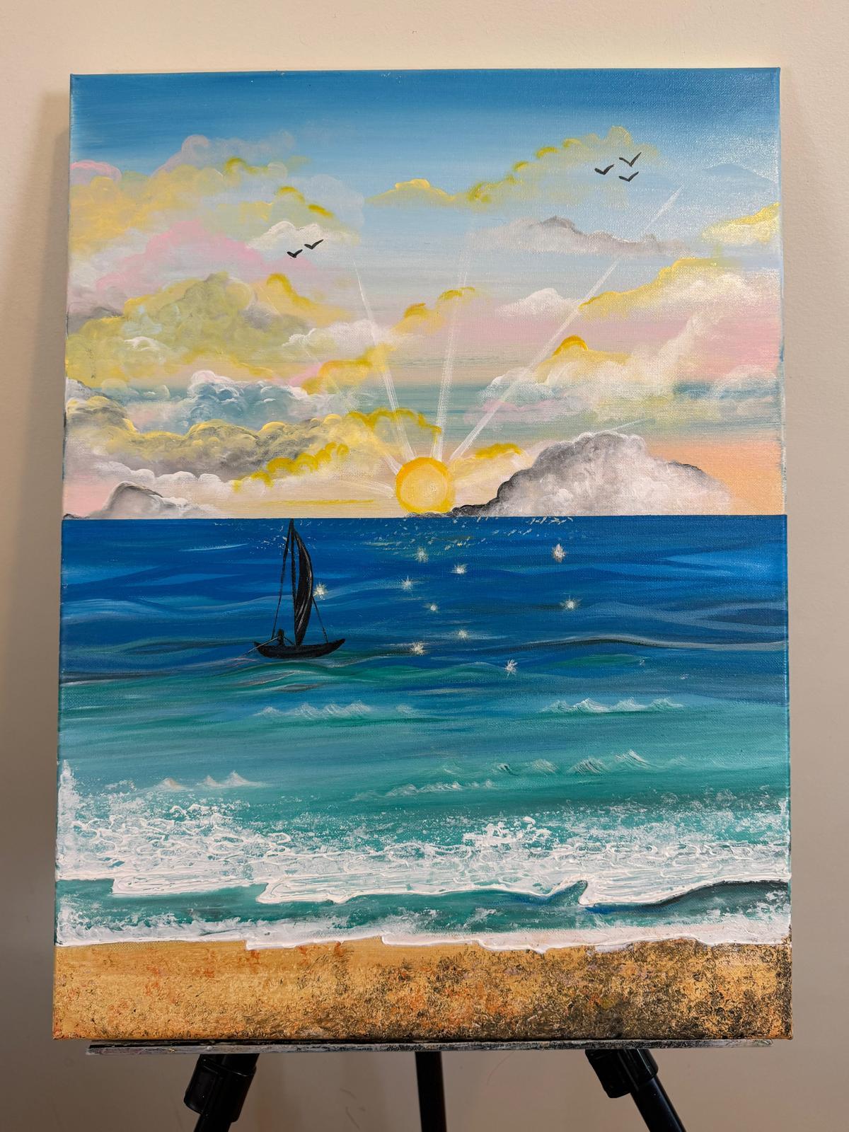 Serene Sunrise Over the Ocean – Sailing into Tranquility