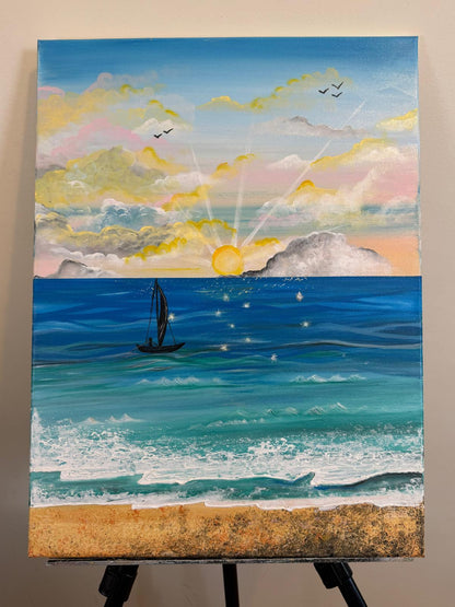 Serene Sunrise Over the Ocean – Sailing into Tranquility