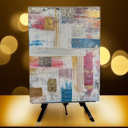 Textured Abstract Art - Golden Elegance & Pastel Harmony