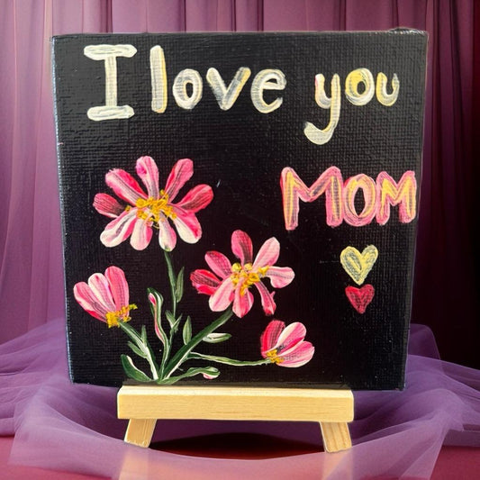 Blossoms of Love – Hand-Painted Mini Canvas Gift for Mom