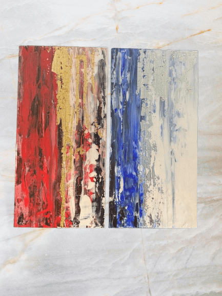 Elemental Echoes – Abstract Resin Art on Wood Panel Set (Fire & Water)