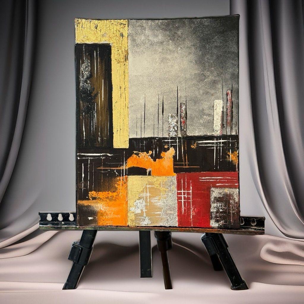 Urban Ember – Bold Geometric Abstract Cityscape Art