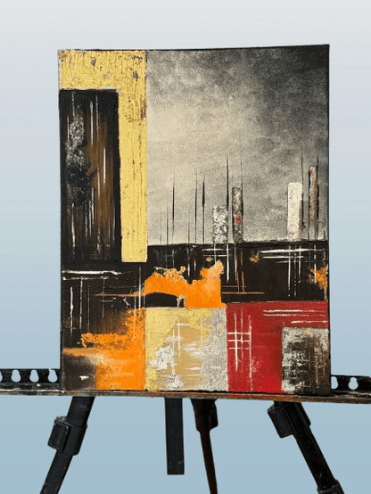 Urban Ember – Bold Geometric Abstract Cityscape Art