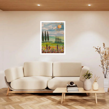 Fields of Serenity – Original Landscape Painting (8x11 in, Acrylic + Watercolor)