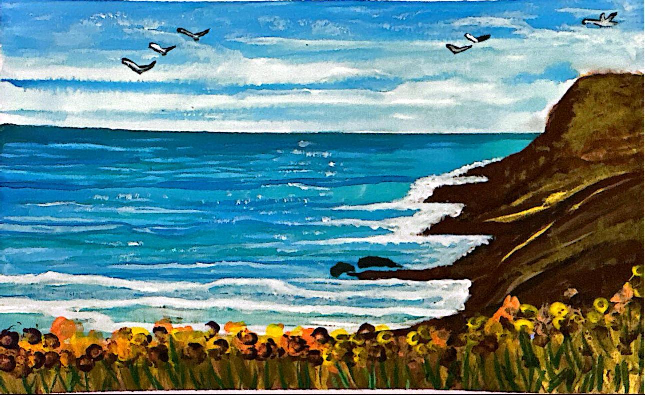 Whispers of the Ocean– Coastal Watercolor Seascape (5x7.5")