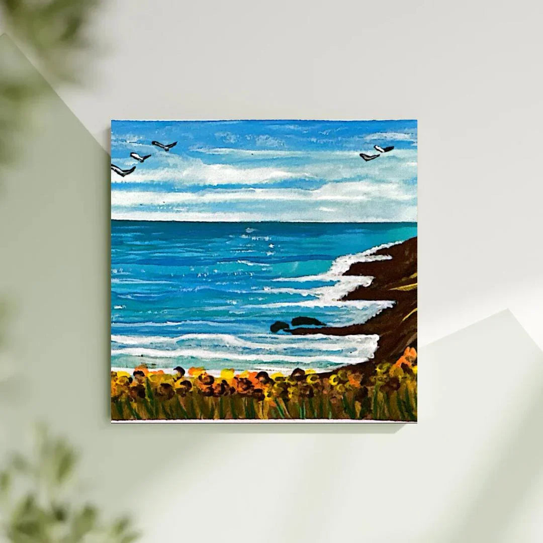 Whispers of the Ocean– Coastal Watercolor Seascape (5x7.5")