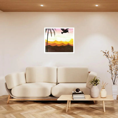 Golden Flight at Dusk – Watercolor Sunset Painting (original)