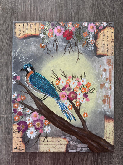 In the Stillness, Soul Finds Bloom- 11x14” Mixed Media Canvas