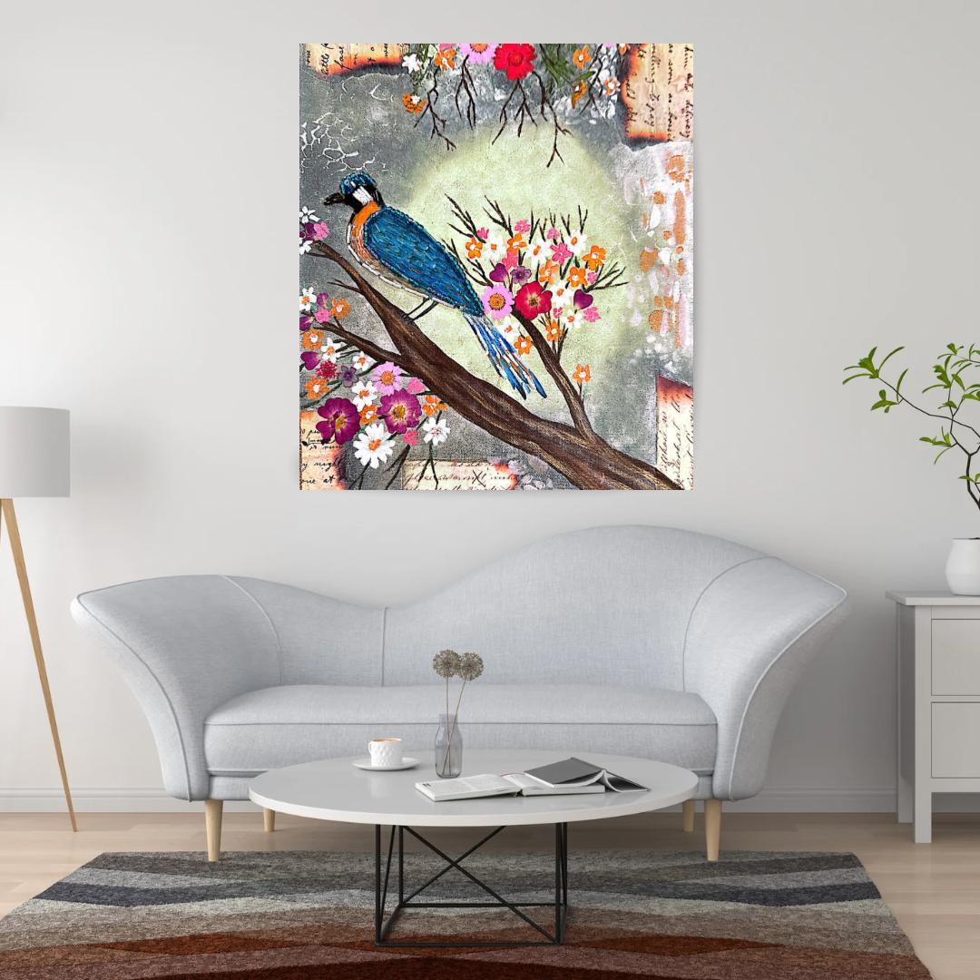 In the Stillness, Soul Finds Bloom- 11x14” Mixed Media Canvas