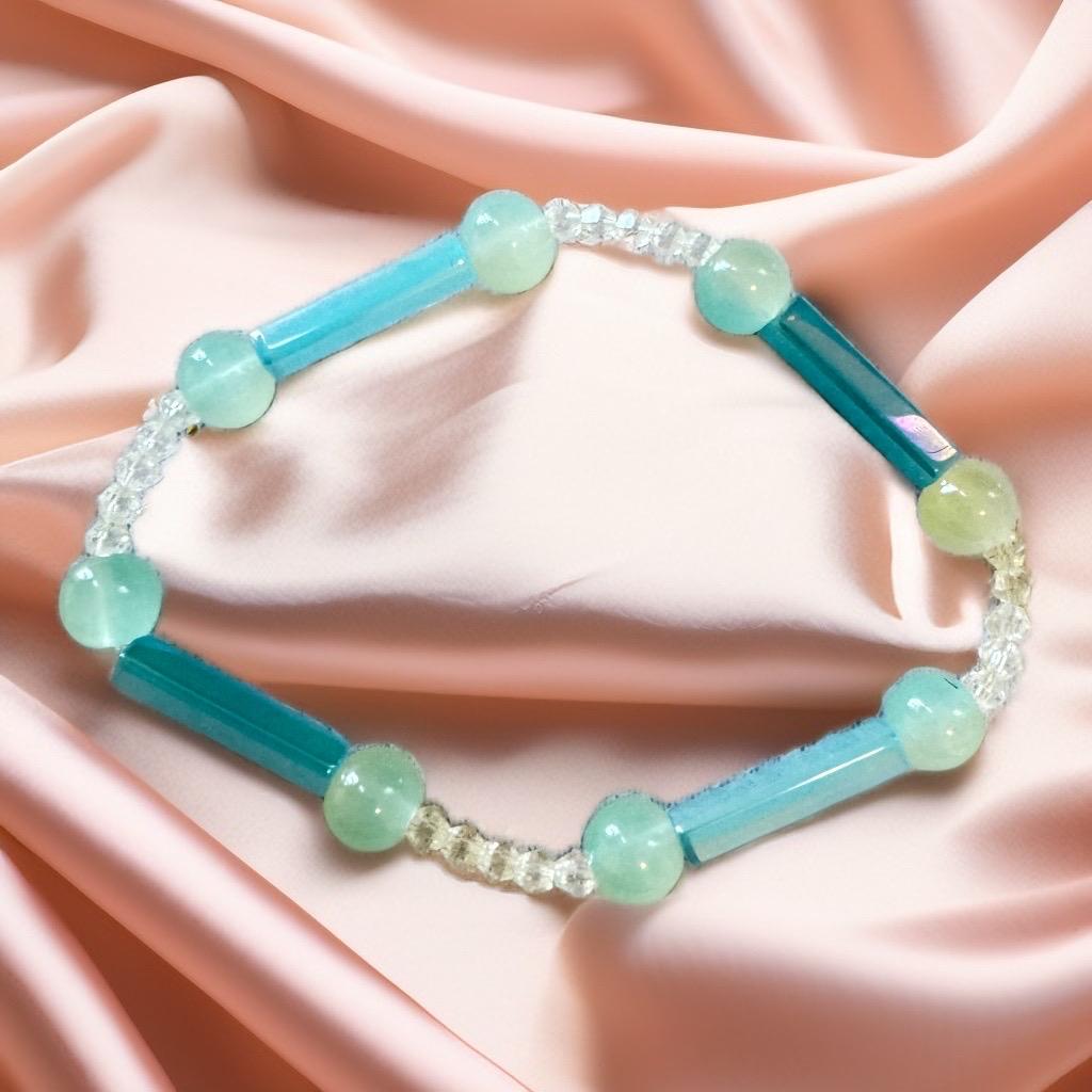 "Serene Aquamarine Beaded Bracelet"