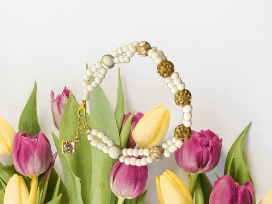 Earthly Harmony Bracelet | Handcrafted Neutral Beaded Bracelet with Gold Chain Closure