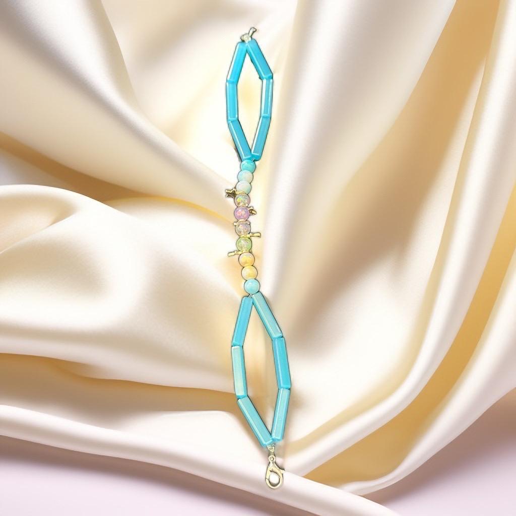 Ocean Breeze Geometric Beaded Bracelet – Aqua Blue & Pastel Crystal Accent