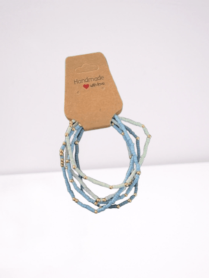 Ocean Drift Set – Pastel Blue, Beige & Lilac Handmade Bracelet Set for a Tranquil Vibe